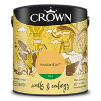 Crown Silk Emulsion Paint, 2.5L, Mustard Jar