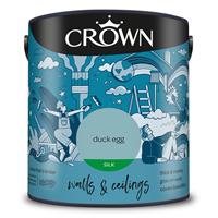 Crown Silk Emulsion Paint, 2.5L, Duck Egg