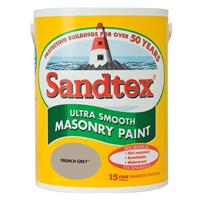 Sandtex Smooth Masonry Paint, 5L, French Grey