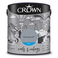 Crown Matt Emulsion Paint, 2.5L, Blue Gravel