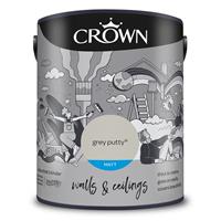 Crown Matt Emulsion Paint, 5L, Grey Putty