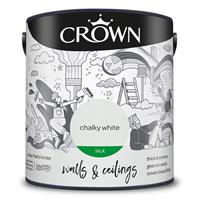 Crown Silk Emulsion Paint, 2.5L, Chalky White