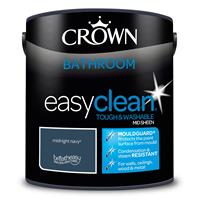 Crown Easyclean Bathroom Mid Sheen Emulsion Paint, 2.5L, Midnight Navy