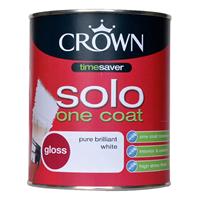Crown Solo Gloss Paint, 750ml, Pure Brilliant White