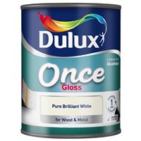 Dulux Once Gloss Paint, 750ml, Pure Brilliant White