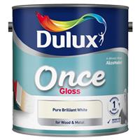 Dulux Once Gloss Paint, 1.25L, Pure Brilliant White