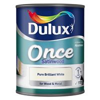 Dulux Once Satinwood Emulsion Paint, 750ml, Pure Brilliant White