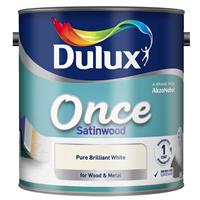 Dulux Once Satinwood Emulsion Paint, 2.5L, Pure Brilliant White