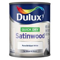 Dulux Quick Dry Satinwood Paint, 750ml, Pure Brilliant White