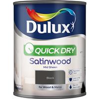 Dulux Quick Dry Satinwood Paint, 750ml, Black