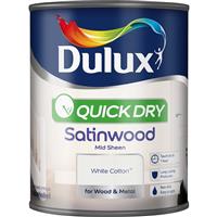 Dulux Quick Dry Satinwood Paint, 750ml, White Cotton