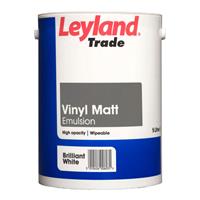 Leyland Trade Matt Emulsion Paint, 5L, Pure Brilliant White