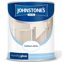 Johnstone's Non Drip Gloss Paint, 1.25L, Pure Brilliant White