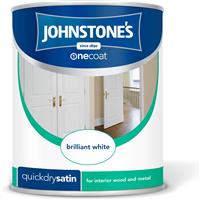 Johnstone's One Coat Satin Paint, 750ml, Pure Brilliant White