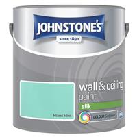Johnstone's Silk Emulsion Paint, 2.5L, Miami Mint