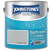 Johnstone's Bathroom Mid Sheen Finish Emulsion Paint, 2.5 Litre, Manhattan Grey