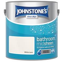 Johnstone's Bathroom Mid Sheen Finish Emulsion Paint, 2.5 Litre, White Lace