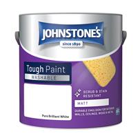 Johnstone's Washable Matt Emulsion Paint, 2.5L, Pure Brilliant White