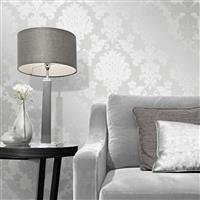 Fine Decor Quartz Damask Wallpaper, Silver