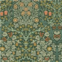 William Morris at Home Blackthorn Floral Wallpaper, Deep Green