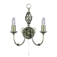 Searchlight Zanzibar Wall Light, Antique Brass