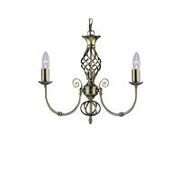 Searchlight Zanzibar 3 Light Pendant Light, Antique Brass