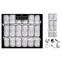 Harvey & Mason Equisite Christmas Crackers, 13.5, 6 Pack, Silver