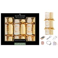 Harvey & Mason Deluxe Joy Christmas Crackers, 13.5, 6 Pack, Gold & White