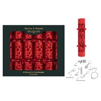 Harvey & Mason Exquisite Flock Crackers, 13.5", 6 Pack, Red
