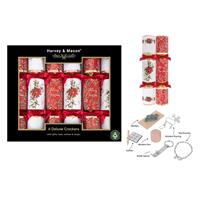 Harvey & Mason Deluxe Poinsettia Christmas Crackers, 13.5, 6 Pack, Red