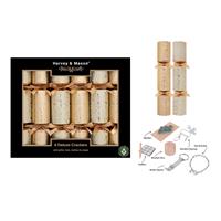 Harvey & Mason Deluxe Foliage Crackers, 13.5", 6 Pack, Gold