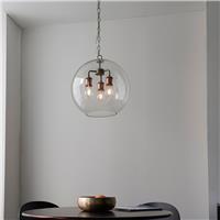 Endon Hal 3 Light Pendant Ceiling Light, Copper