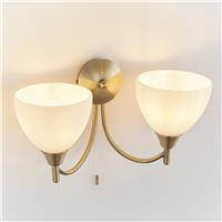 Endon Alton 2 Wall Light, Antique Brass