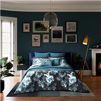 Ted Baker Painted Blooms Duvet Set, Super King, Teal & Black
