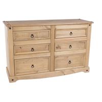 Casa Connor 3+3 Drawer Wide Chest, Pine