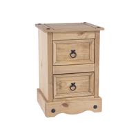 Casa Connor 2 Drawer Petite Bedside Cabinet, Pine