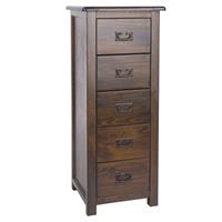 Casa Brett 5 Drawer Narrow Chest, Walnut
