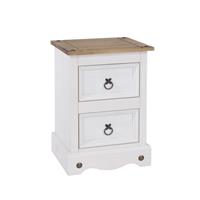 Casa Connor 2 Drawer Petite Bedside Cabinet, White
