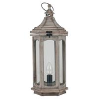 Pacific Lifestyle Adaline Wood Lantern Table Lamp, Grey