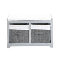 Casa Storage Bench with Drawers, White & Natural