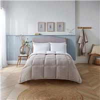 Night Lark by Fine Bedding Company Gingham Coverless Duvet Set, 10.5 Tog, Single, Natural