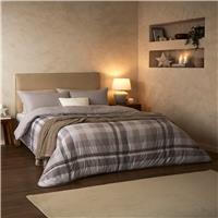 Night Lark by Fine Bedding Company Check Coverless Duvet Set, 10.5 Tog, Double, Natural