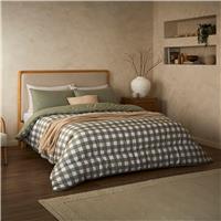 Night Lark by Fine Bedding Company Gingham Coverless Duvet Set, 10.5 Tog, Single, Olive