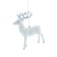 Festive Glitter Reindeer Hanging Tree Decoration, White