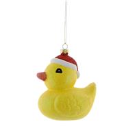 Festive Glitter Rubber Duck With Santa Hat Hanging Tree Decoration