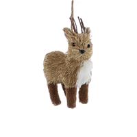 Festive Bristle Reindeer Hanging Tree Decoration, Brown