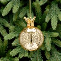 Festive Crown Cap Glass Bauble, Gold