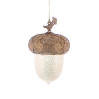 Festive Acorn Hanging Tree Decoration, Copper & Sand Gold Glitter