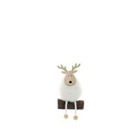 Festive Pom Pom Reindeer Shelf Sitter, White