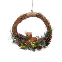 Festive Natural Half Fox Wreath